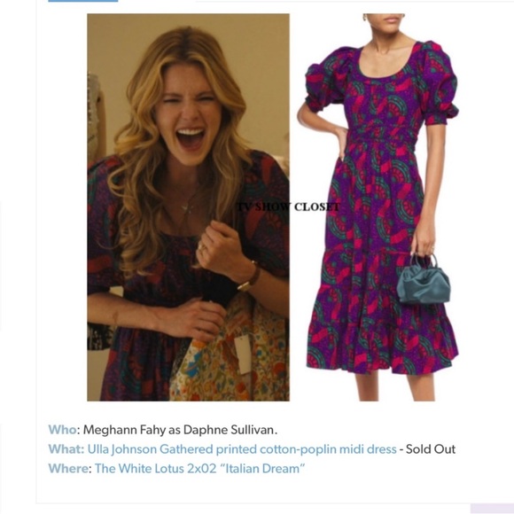 Ulla Johnson Juniper Dress Violet Midi Size 4 Purple Seen on Daphne White Lotus
